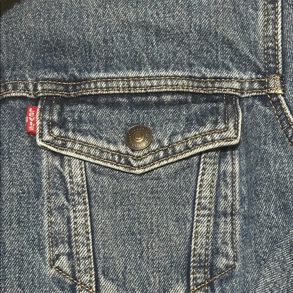 Levi's Classic Blue Denim Jacket with Sherpa Collar - Picture 4 of 5